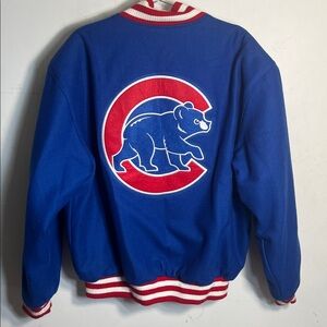 MLB Chicago Cubs JH Design Wool Blend USA Jacket With Embroided Logos Blue
